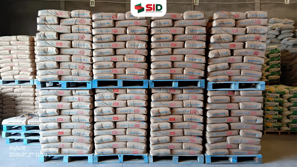 Foto Stok Semen Kujang pada Gudang PT Semen Indonesia Distributor